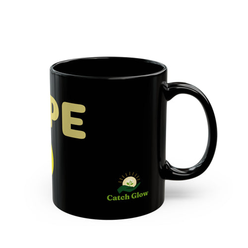Catch Glow- "Hope" Crystal Ball Black Coffee Mug — Inspirational 'Hope' Design, 11oz
