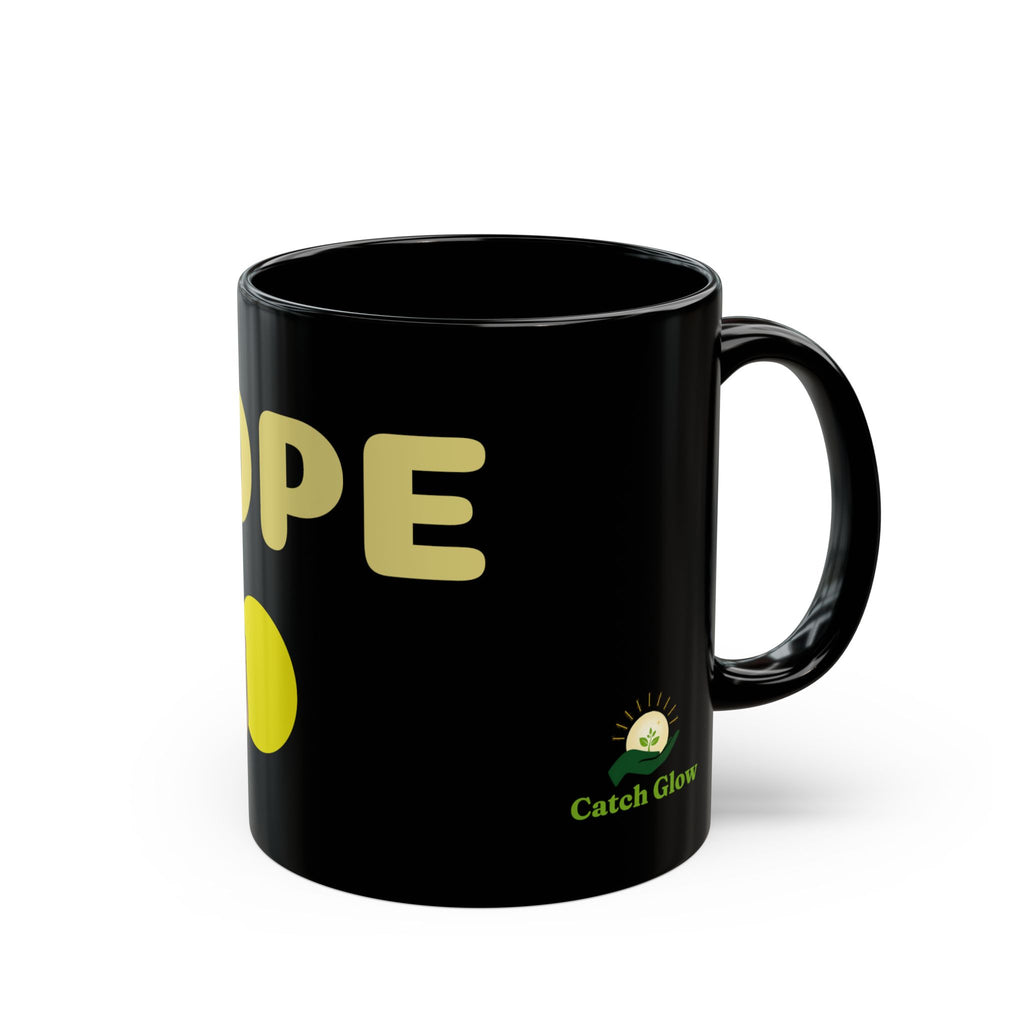 Catch Glow- "Hope" Crystal Ball Black Coffee Mug — Inspirational 'Hope' Design, 11oz